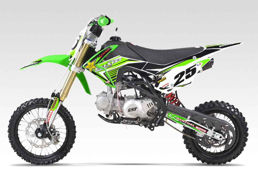 Pit Bike GUNSHOT 125-FX 12/14 - Dirt Bike 125cc - Moteur LIFAN 125 - Vert